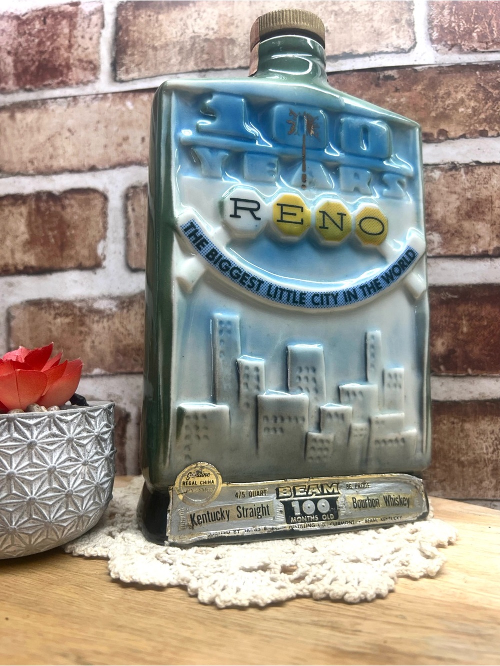 Vintage-1968 "Reno" Nevada - 100 Years Jim Beam Decanter- EMPTY